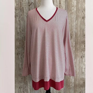 Chico's Striped Woven Hem Stretch Knit Top